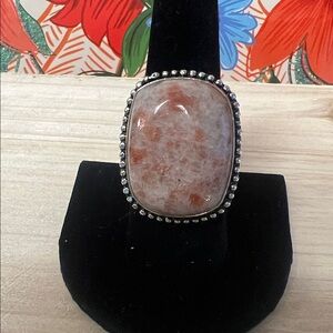 Sun Stone  Silver plated Ring Size 8 1/2 New
